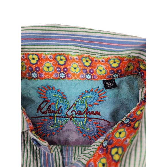 Robert Graham Mens 2XL 2TG Textured Button Front Flip Cuff Shirt - Picture 9 of 10